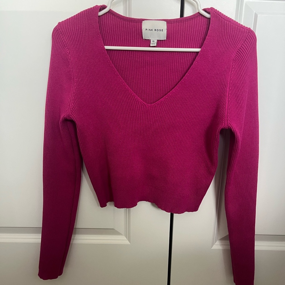 Pink Rose Fuchsia Knit Top
